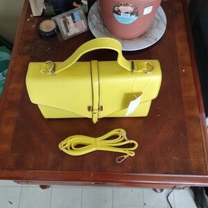 Yellow Clutch with Detachable Wristlet